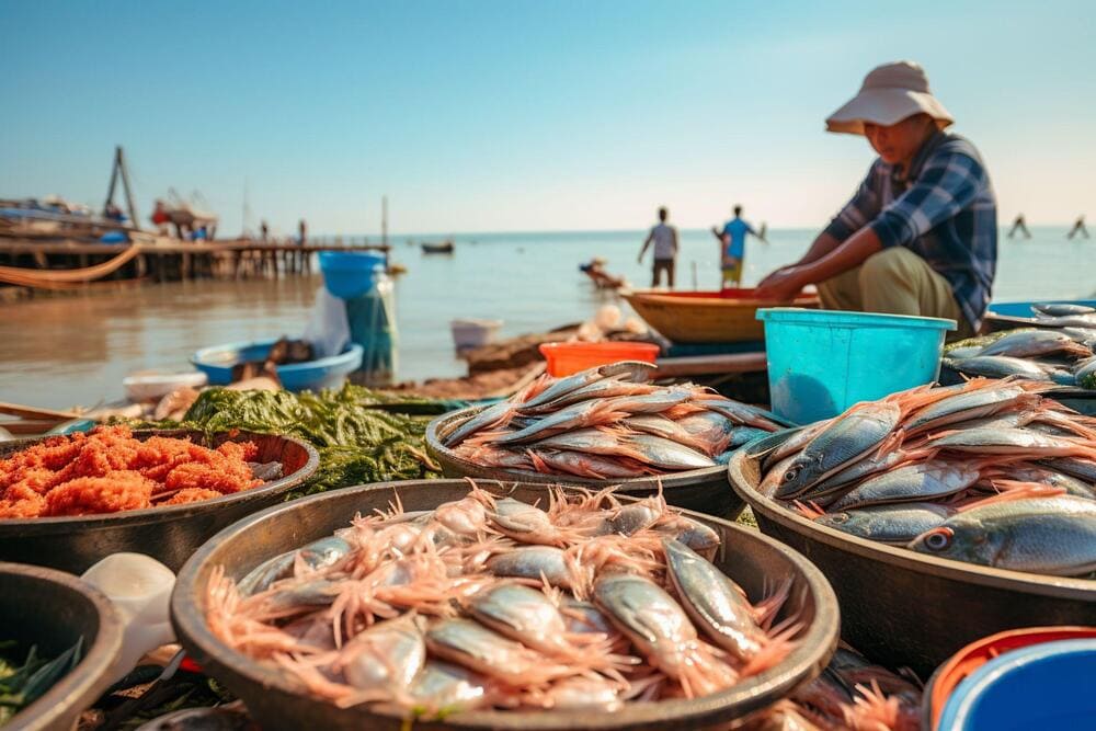 Hoạt động đ&aacute;nh bắt c&aacute;, hải sản s&ocirc;i nổi, nhộn nhịp của ngư d&acirc;n (Nguồn: Freepik)